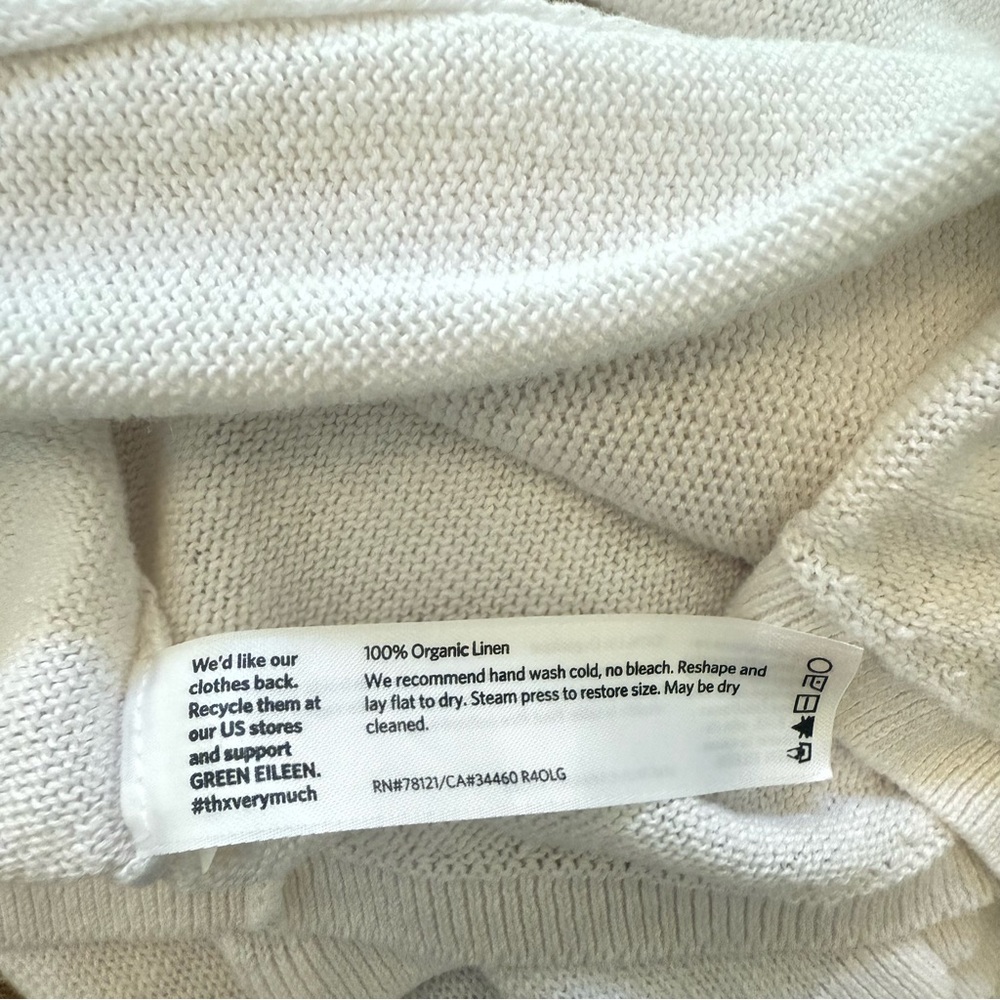 Eileen Fisher 100% Organic Linen White Long Sleeves Top size XS/TP - Picture 8 of 8